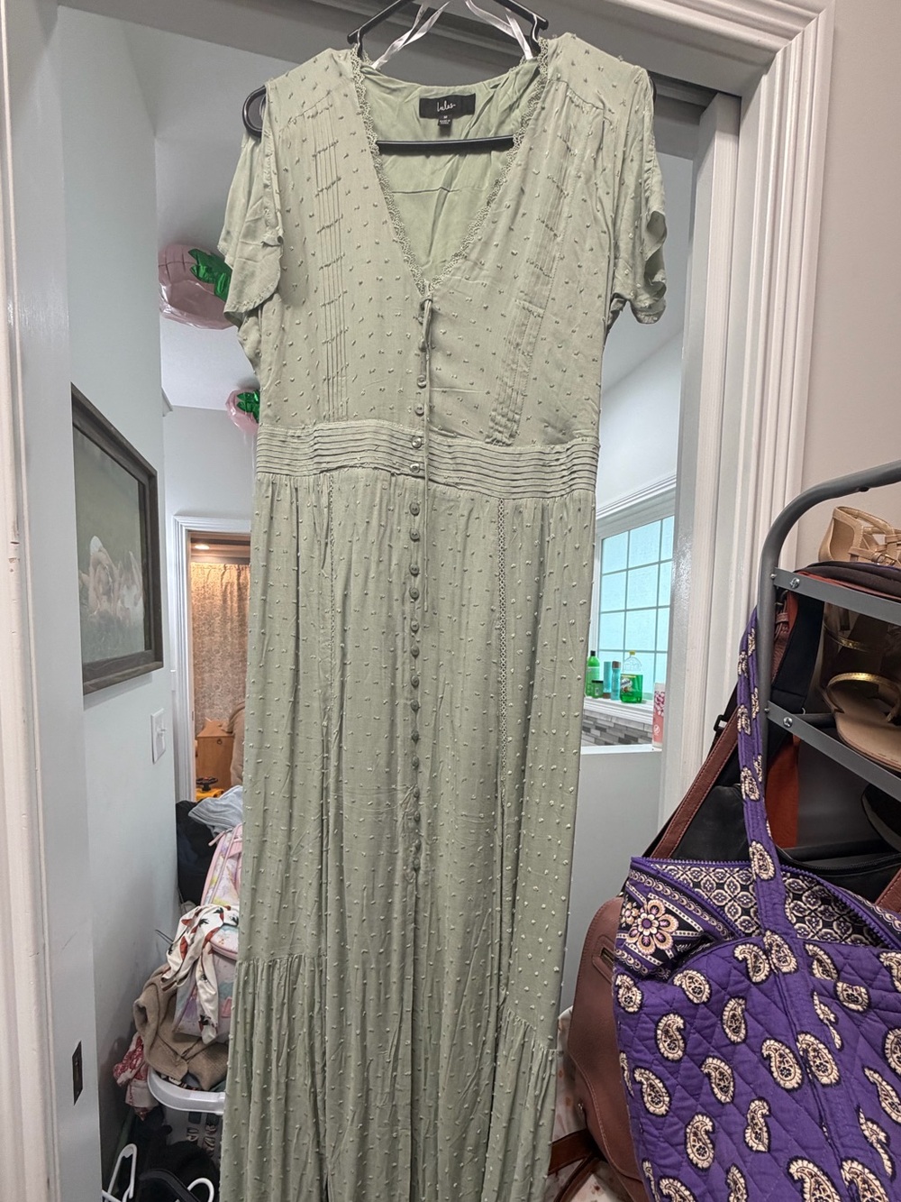 Lulu's Sage Green Button-Front Maxi Dress
